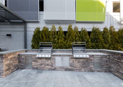 Outdoor grilling stations at the Residences at Bentwood