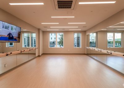 Fitness center and yoga/barre room at the Residences at Bentwood